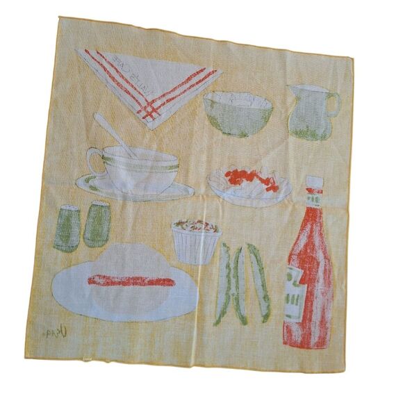 Vera Neumann Walt’s Cafe FOUR Cloth Napkins Table Linens Vintage Kitsch Decor - Picture 7 of 16